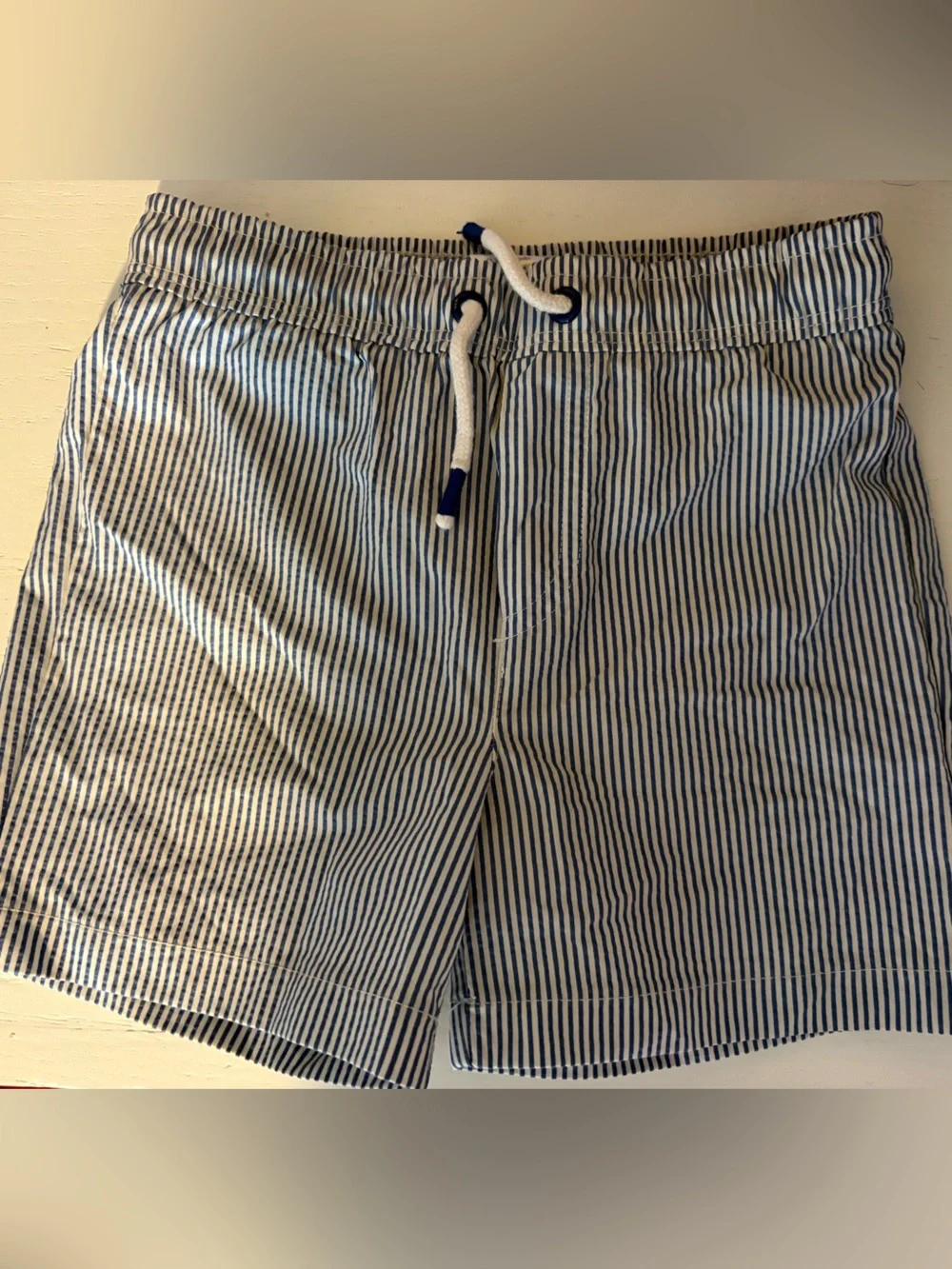 Gymboree Boys Navy and White Seersucker Swim Trunks